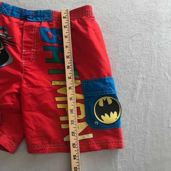 DC Comics Batman Swim Trunks Boys Youth size 5 Red‎ Licensed art Polyester - Picture 5 of 7